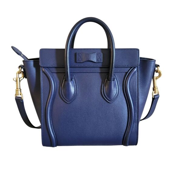 Celine Lugage Nano Blue Lather Handbag Crossbody - Picture 2 of 16